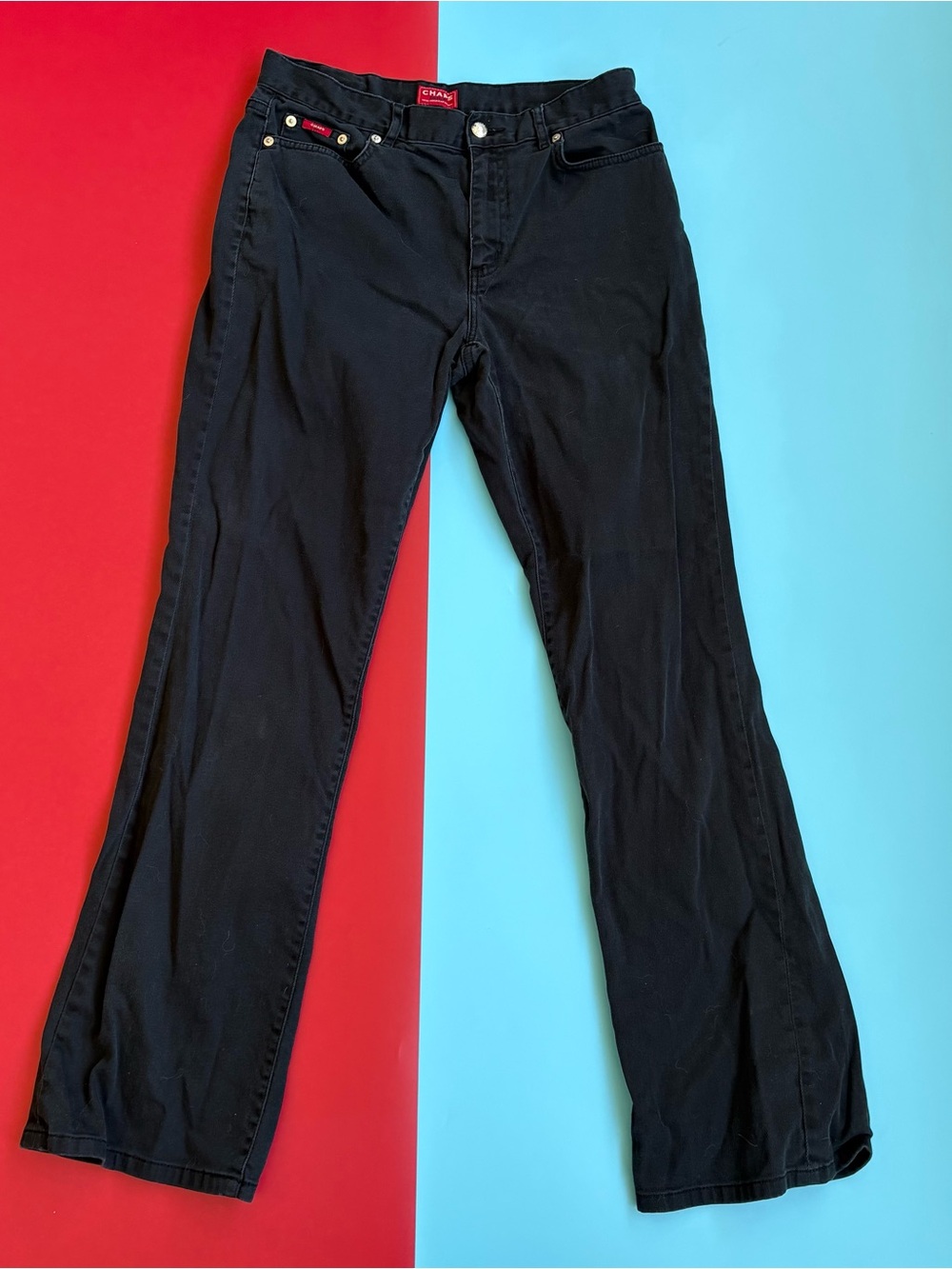 Vintage Y2K Chaps Denim Black Jeans Womens 4 Flare Bootcut Wide Leg 90s